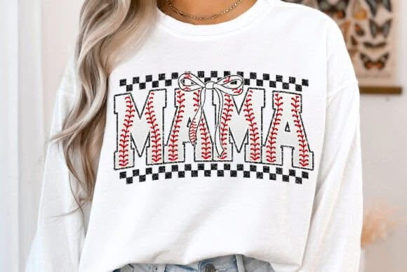 Mama baseball checkered