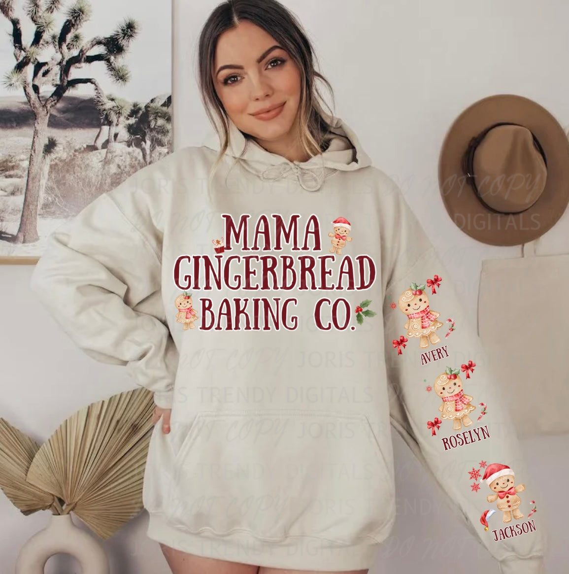 Mama gingerbread bakery with custom sleeve names: in “order notes” leave the names you would like on the sleeve