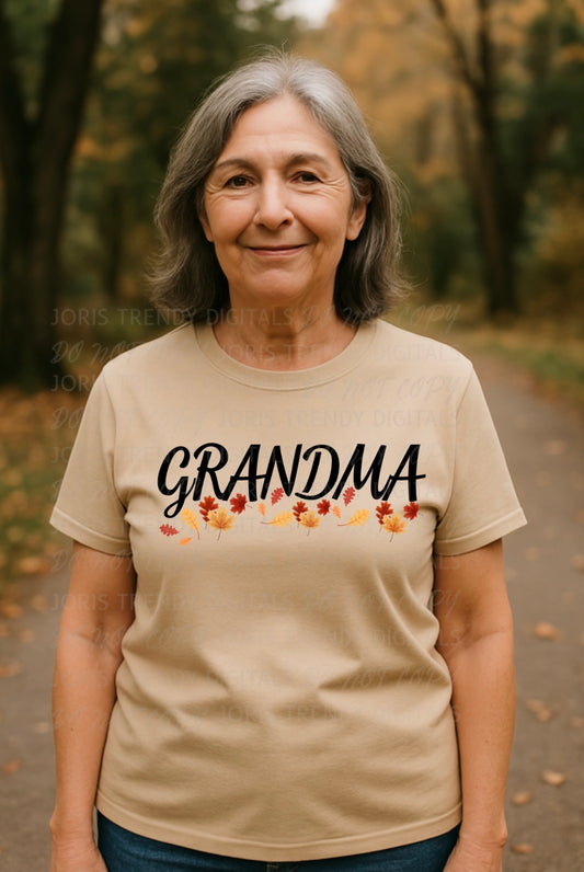 Grandma fall leaves