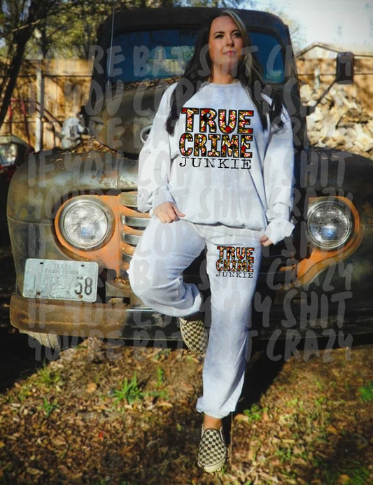 True crime matching joggers and crew set