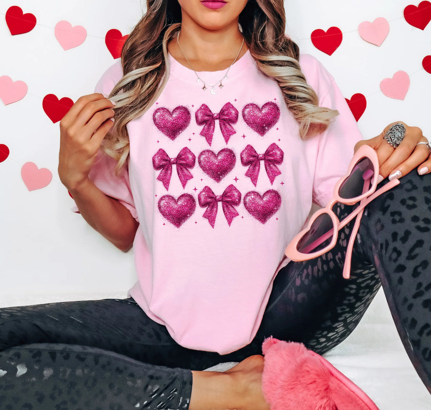 Glitter hearts and bows