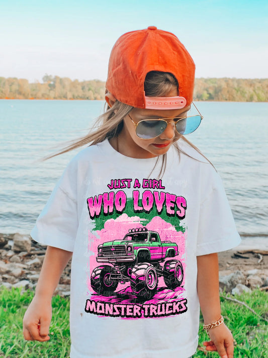 Girl who loves monster trucks